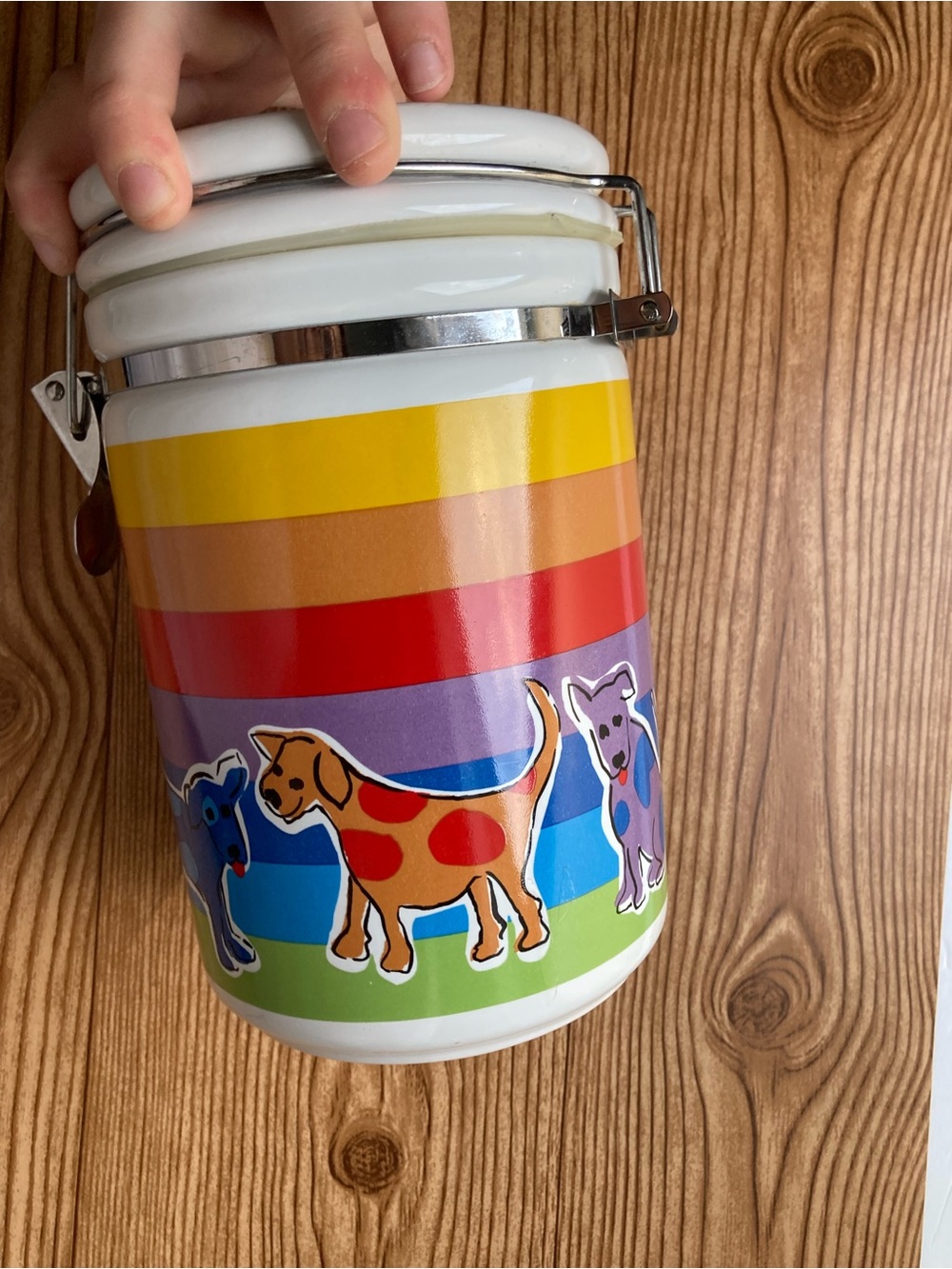 Dog Rainbow Signature Stoneware Canister Riviera Van Beers Treat Jar Lidded - Picture 6 of 7